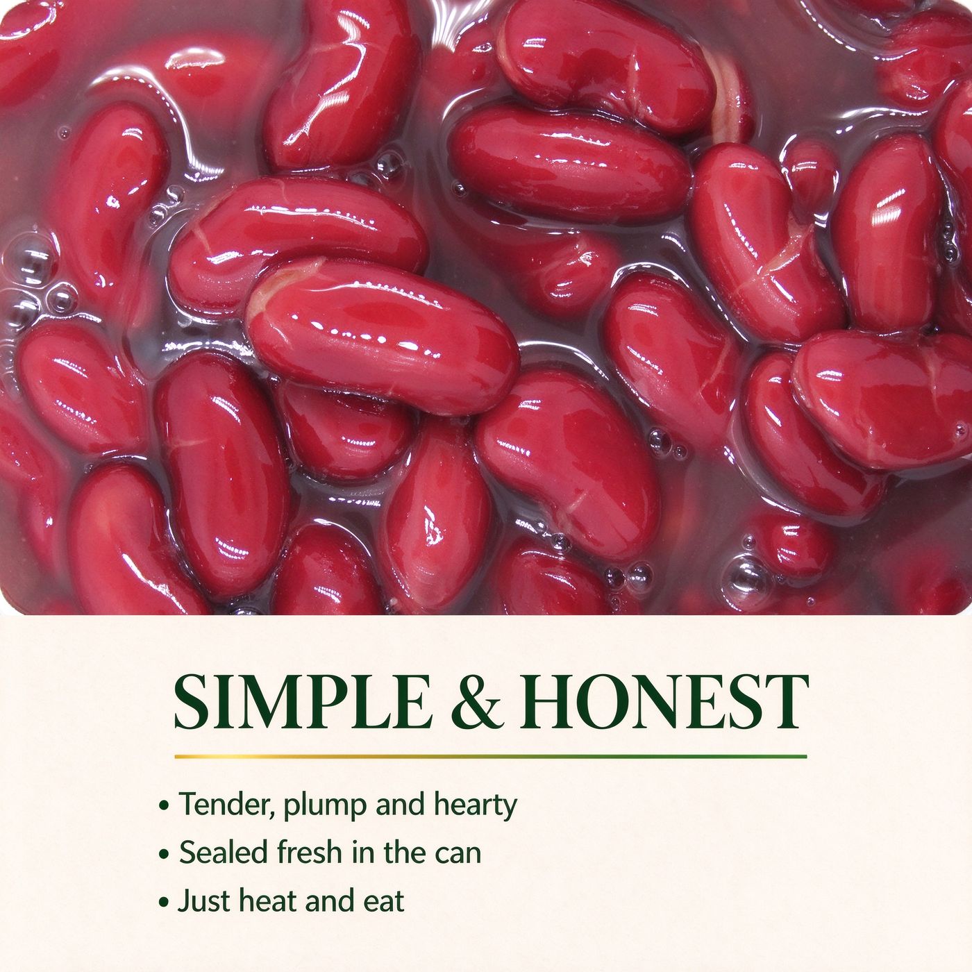 Close-up of tender red speckled kidney beans in brine