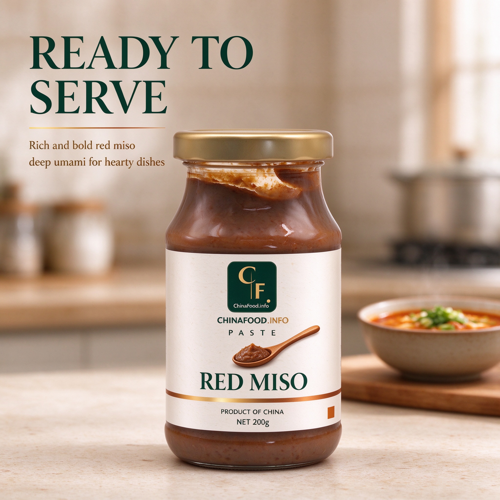 Red miso jar ready to serve