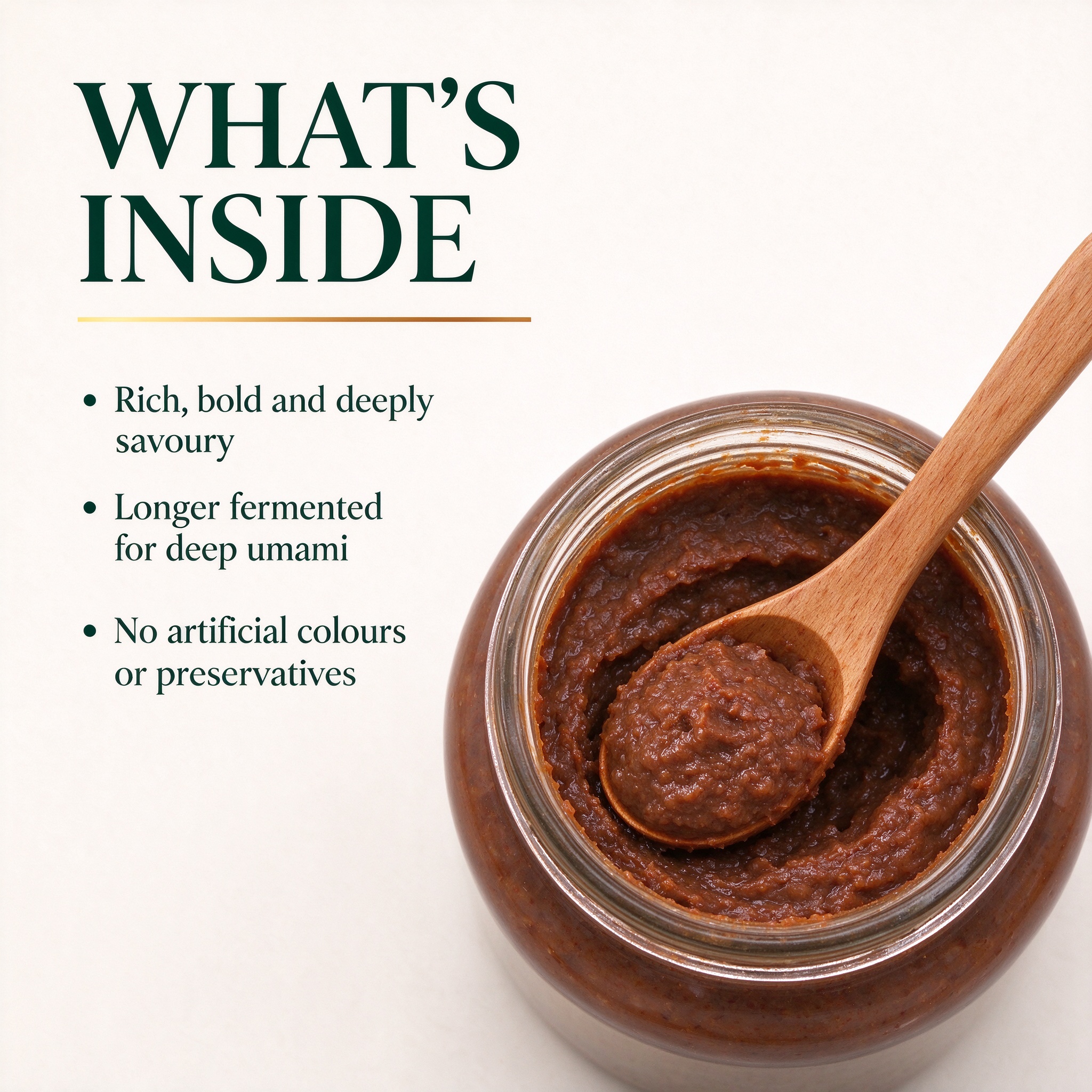 Red miso - rich, bold and deeply savoury longer fermented paste