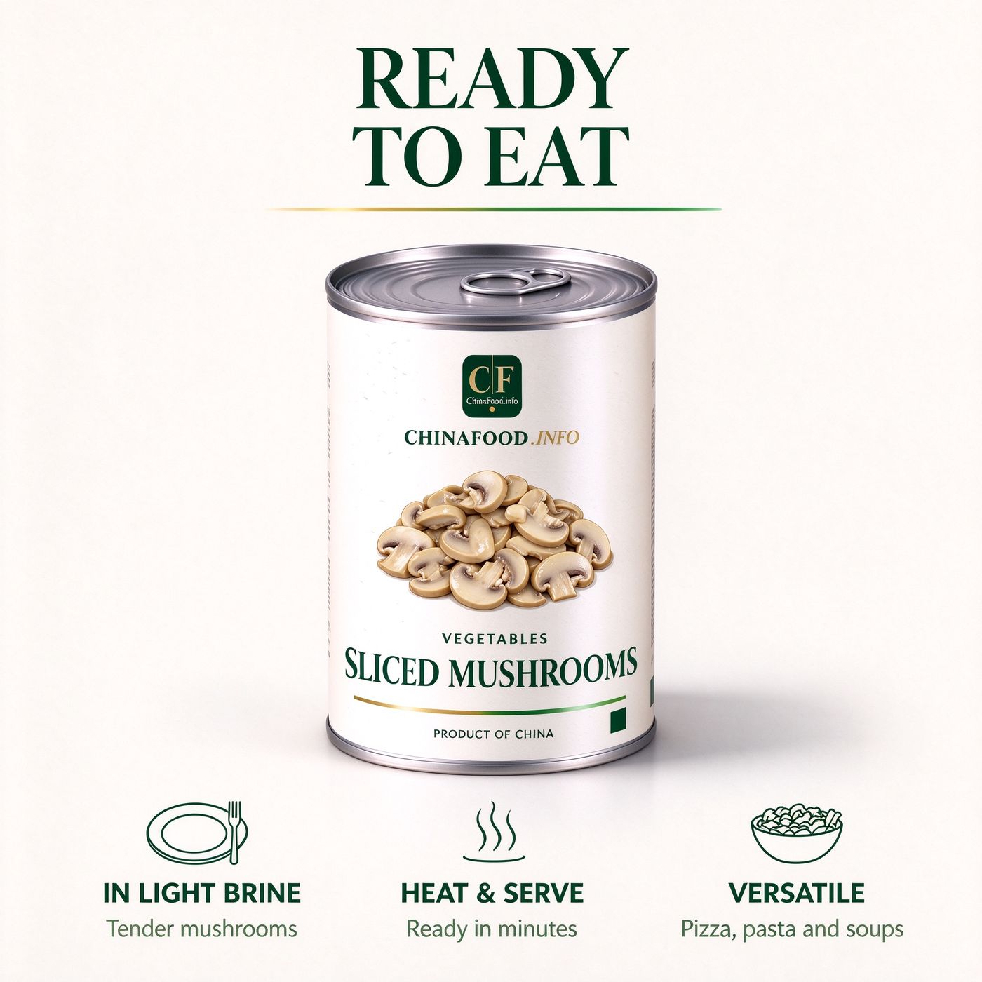 Sliced mushrooms ready to eat from the tin