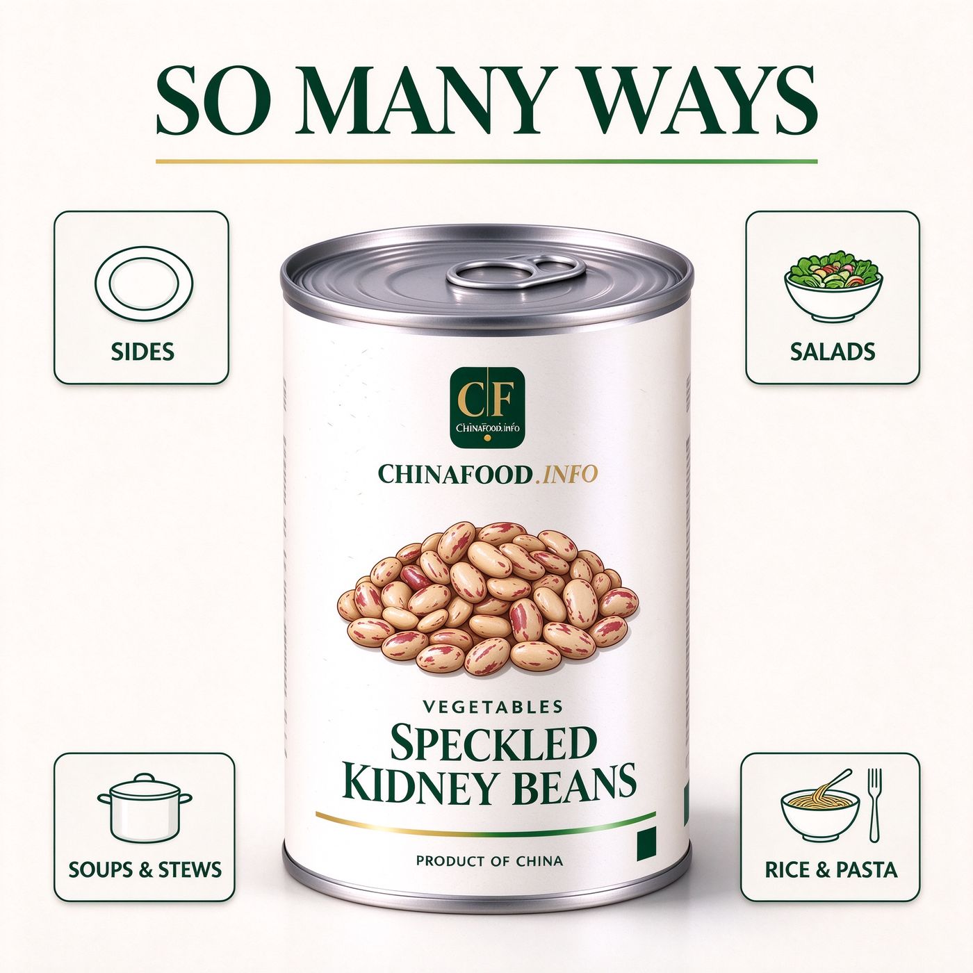 Speckled kidney beans with suggested uses
