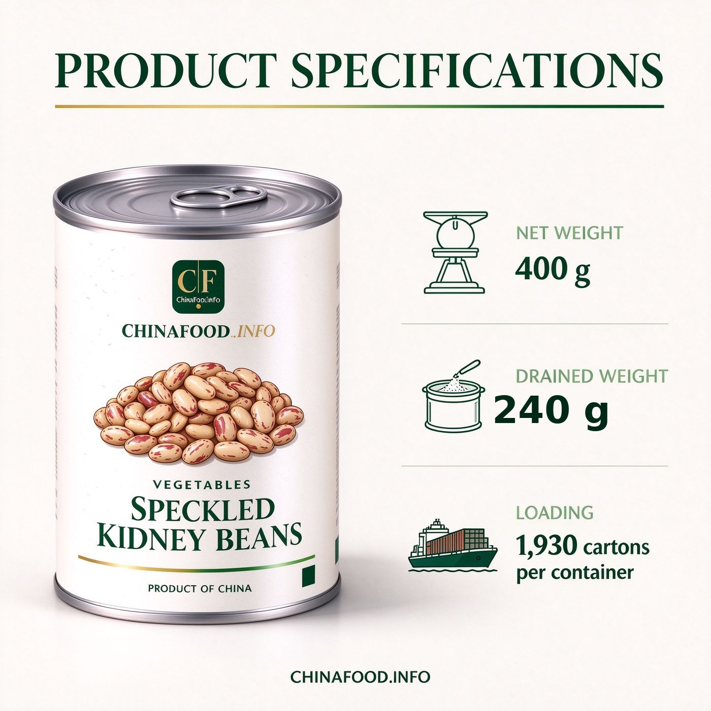 Speckled kidney beans product specification sheet