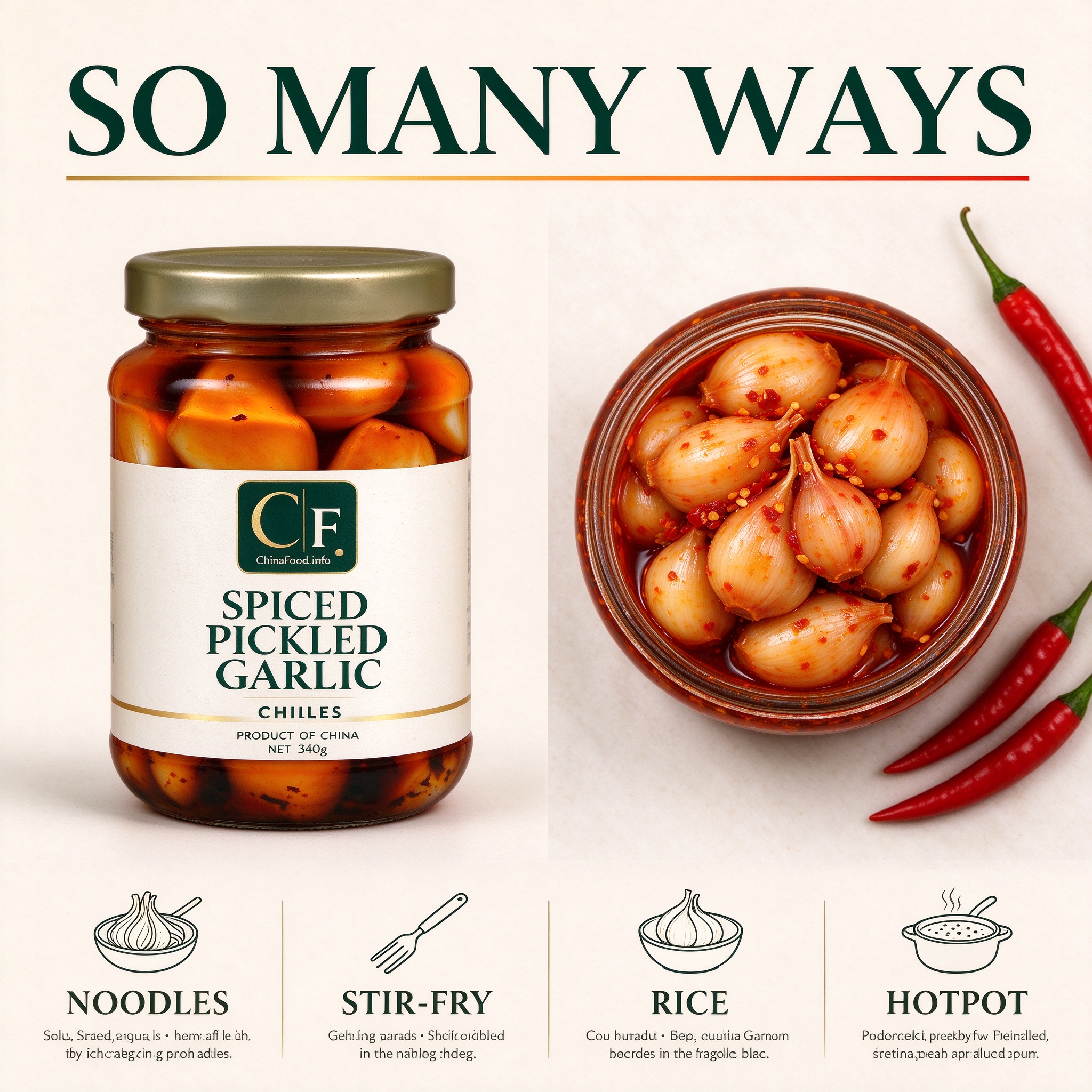 Spiced pickled garlic serving ideas