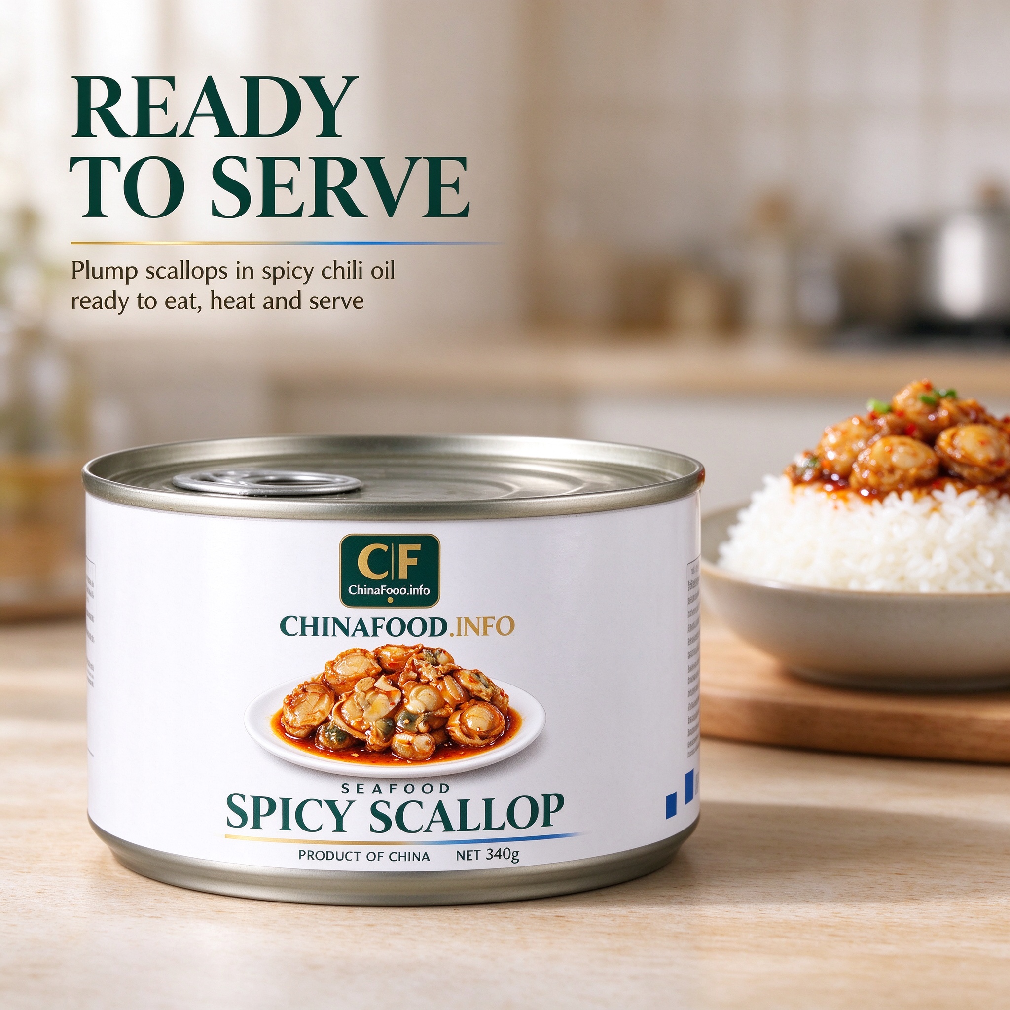 Spicy scallops served from the tin