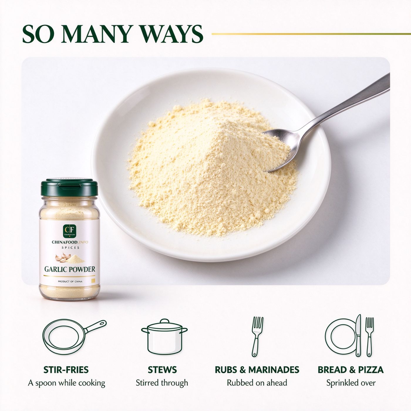 Garlic powder — So many ways — alternate view