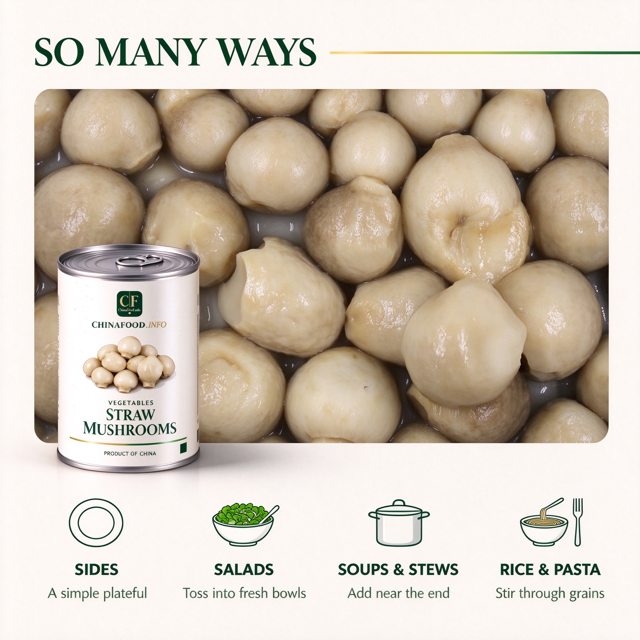 Canned straw mushrooms serving ideas
