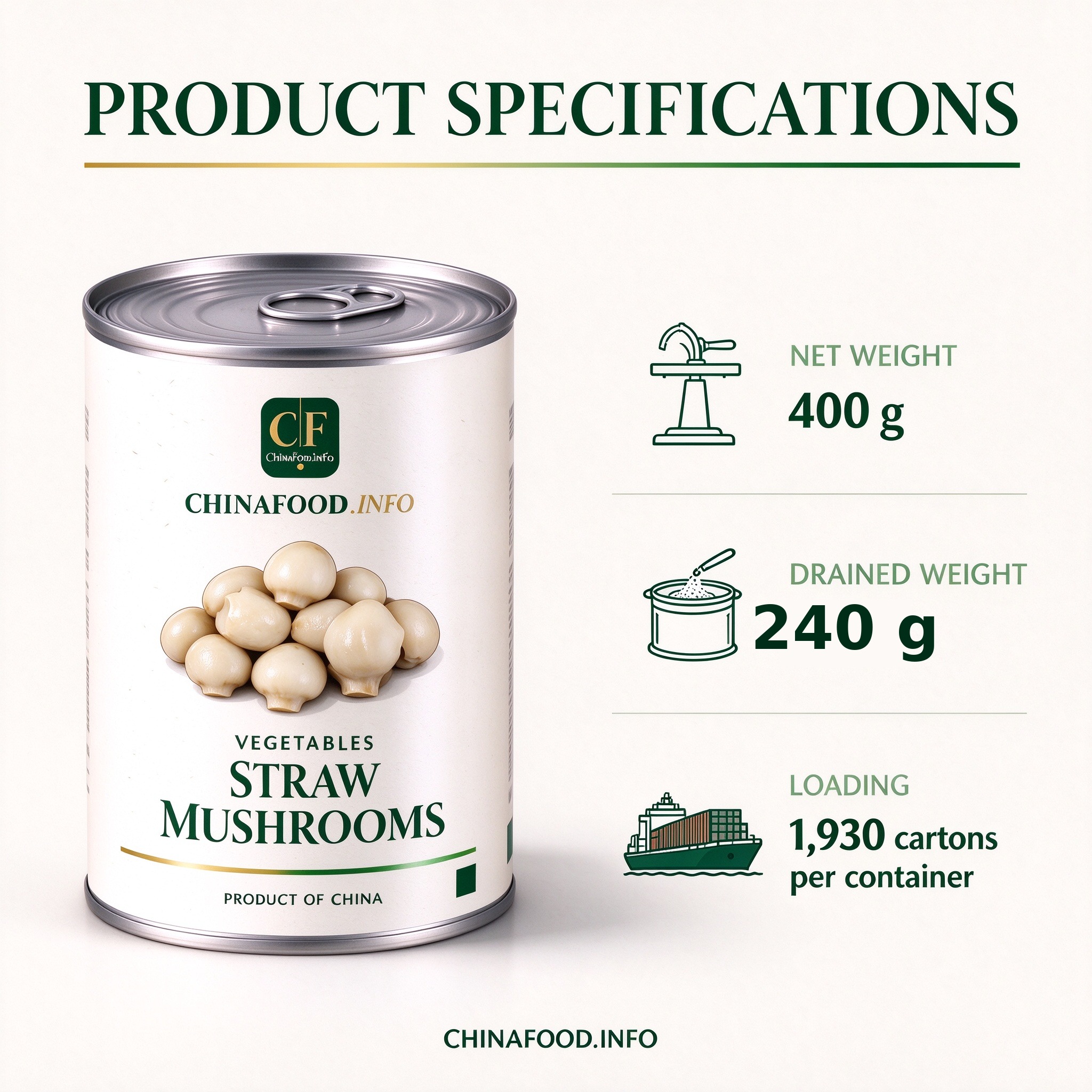 Product specifications - 400 g tin