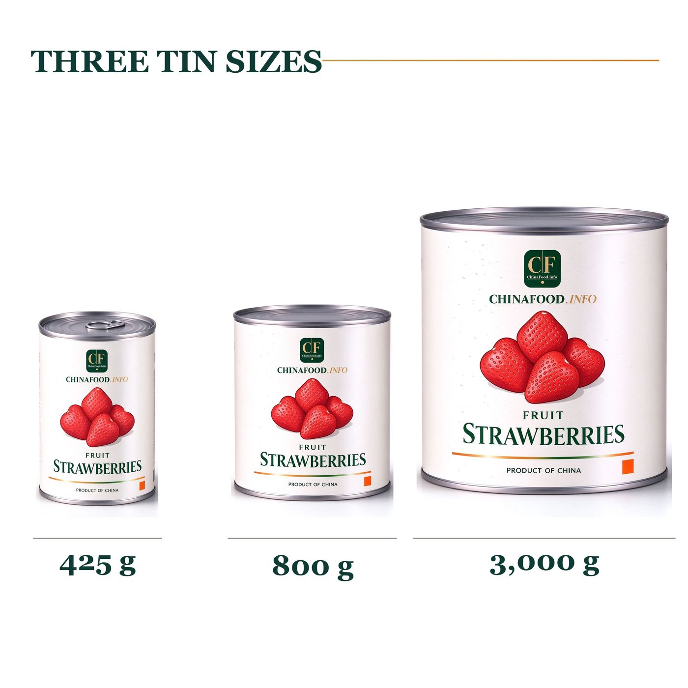 Canned strawberries - three tin sizes 425g 800g 3000g