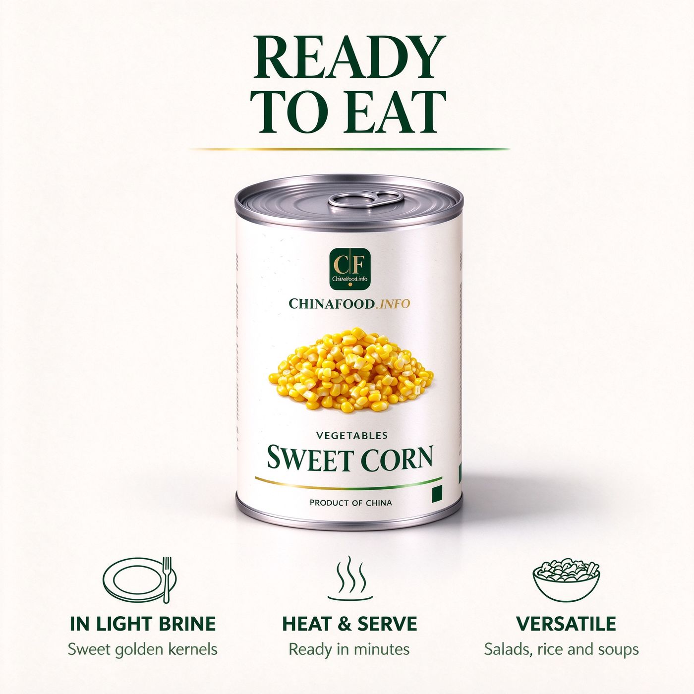 Sweet corn served from the tin