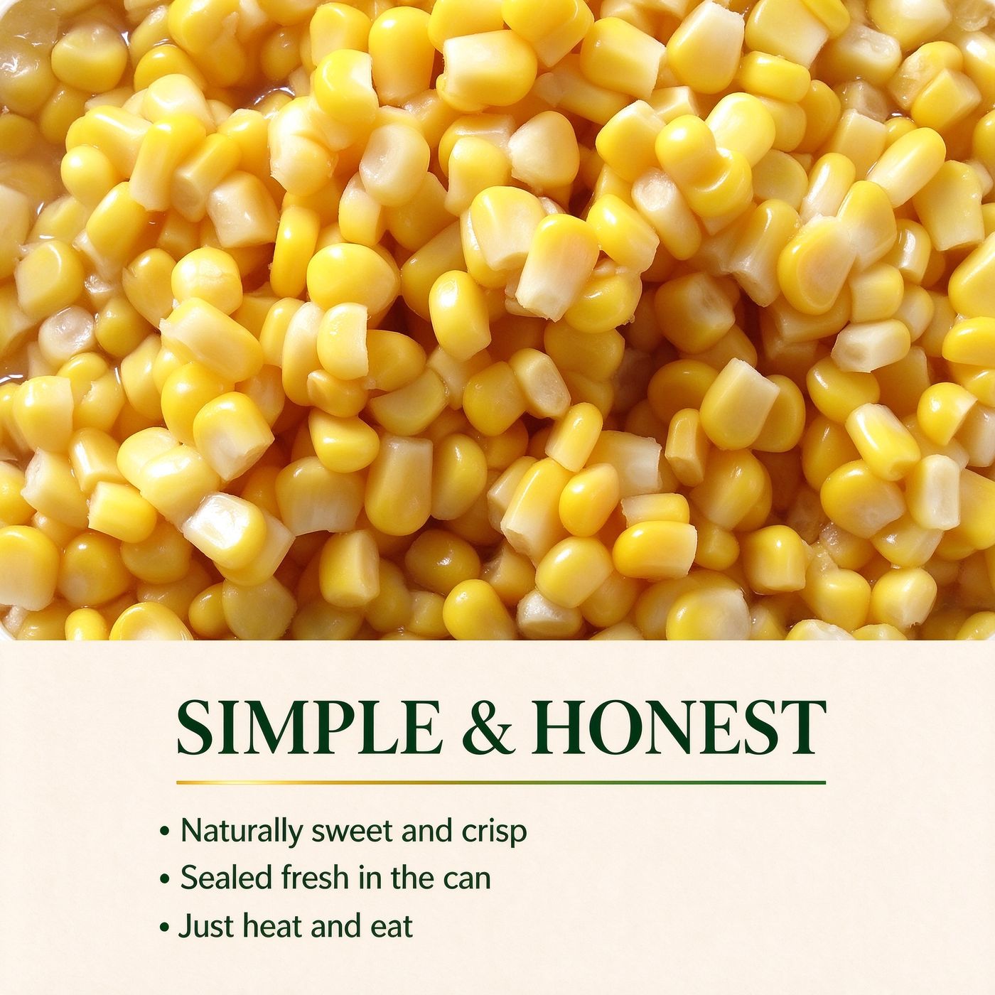 Close-up of sweet corn kernels in brine