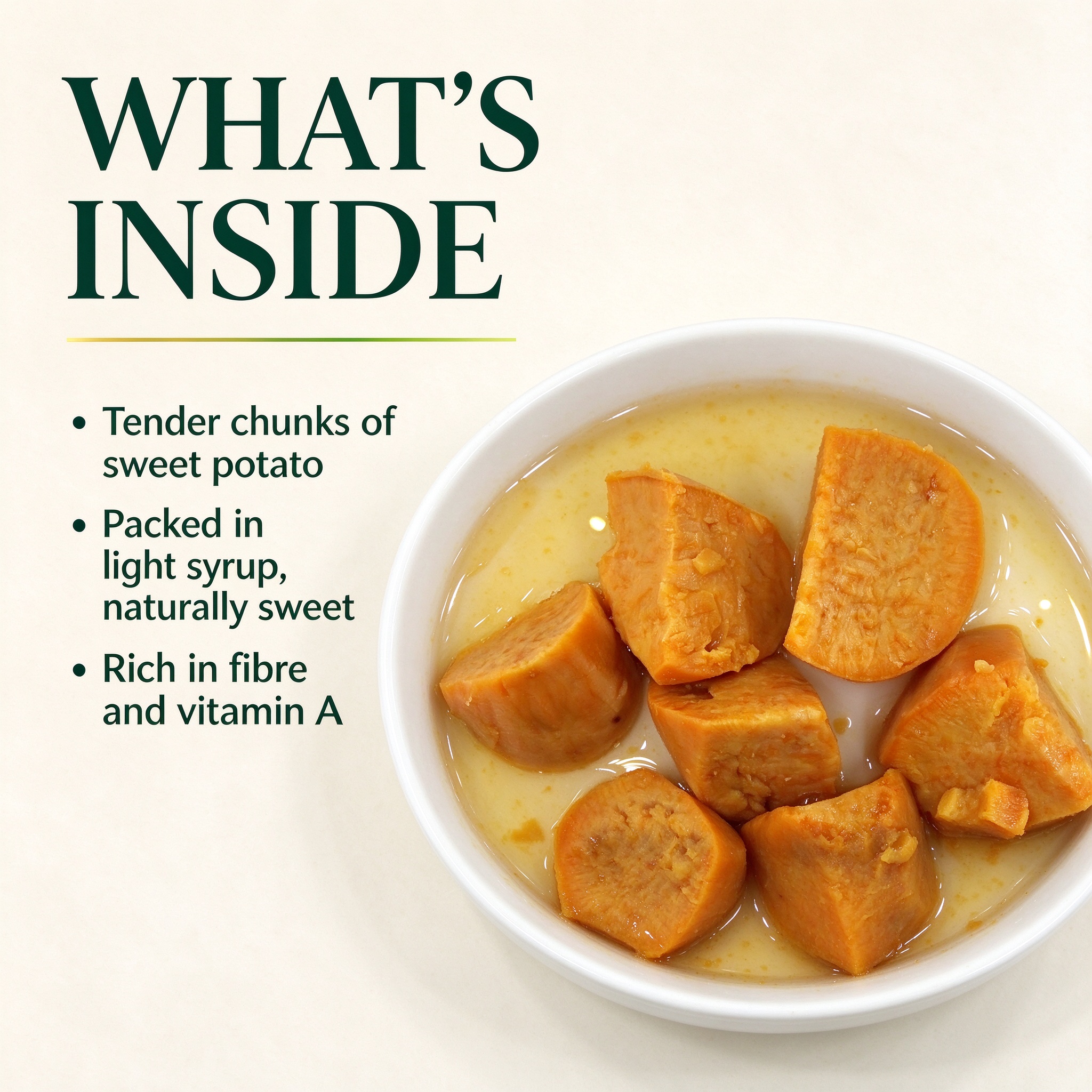 Open can of sweet potato chunks in light syrup