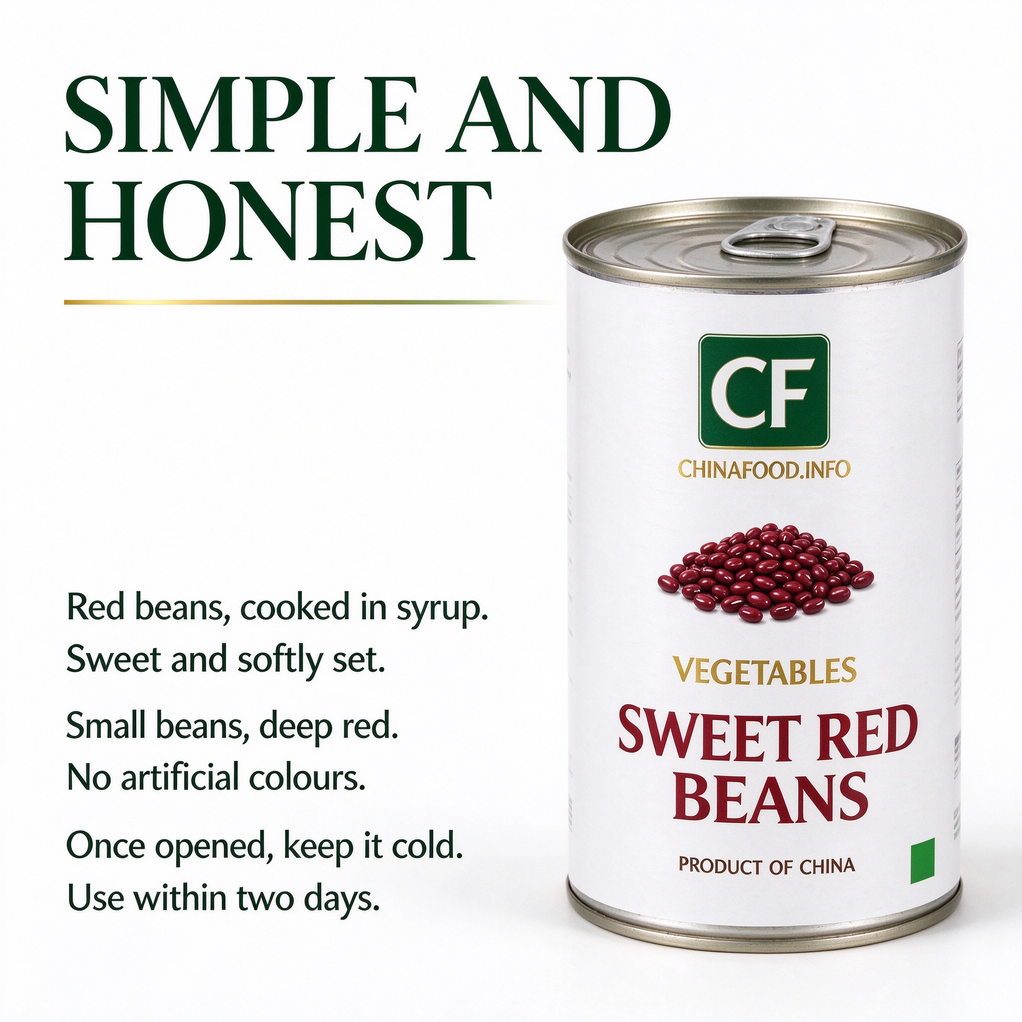 Sweet red beans cooked in syrup - simple and honest