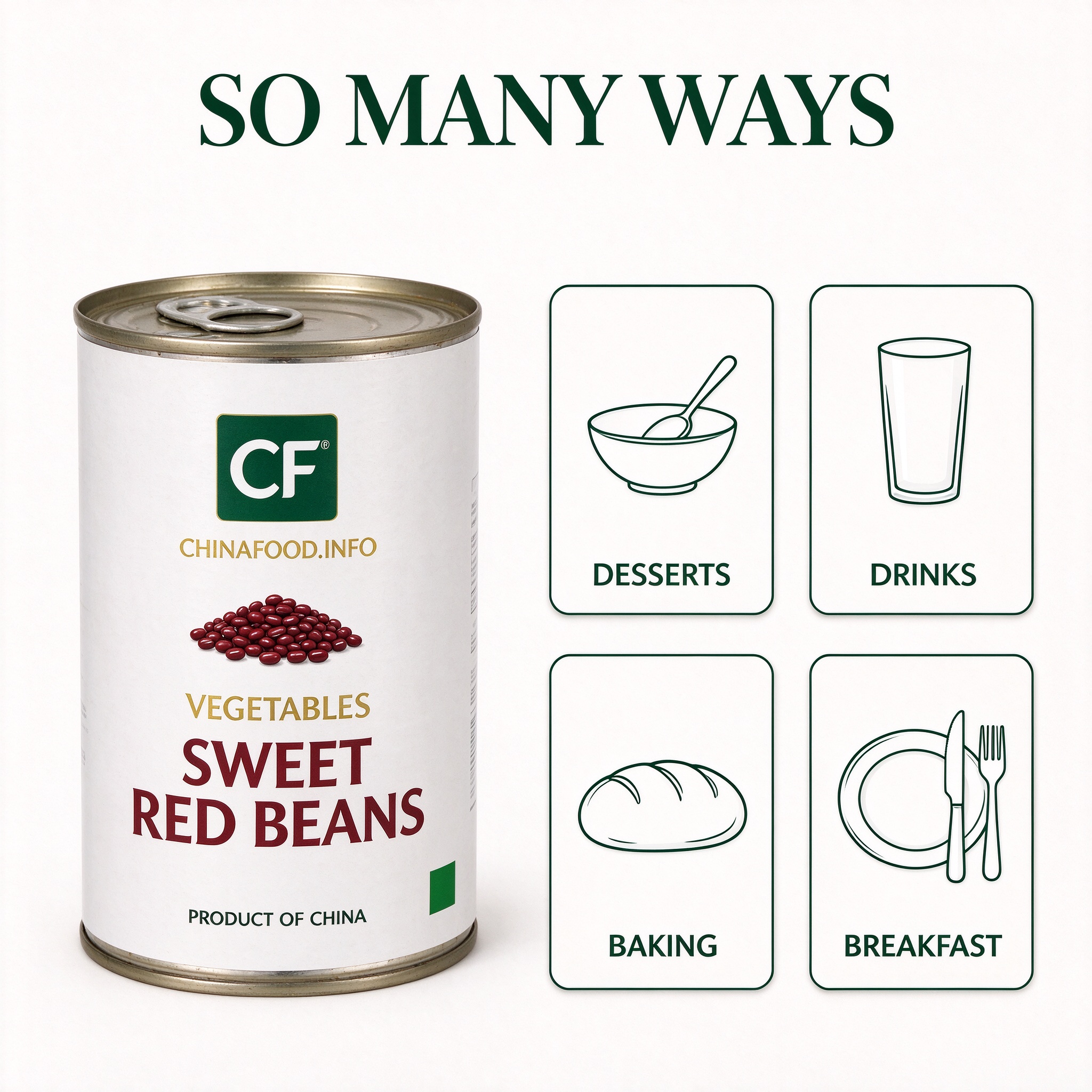 Canned sweet red beans with suggested uses