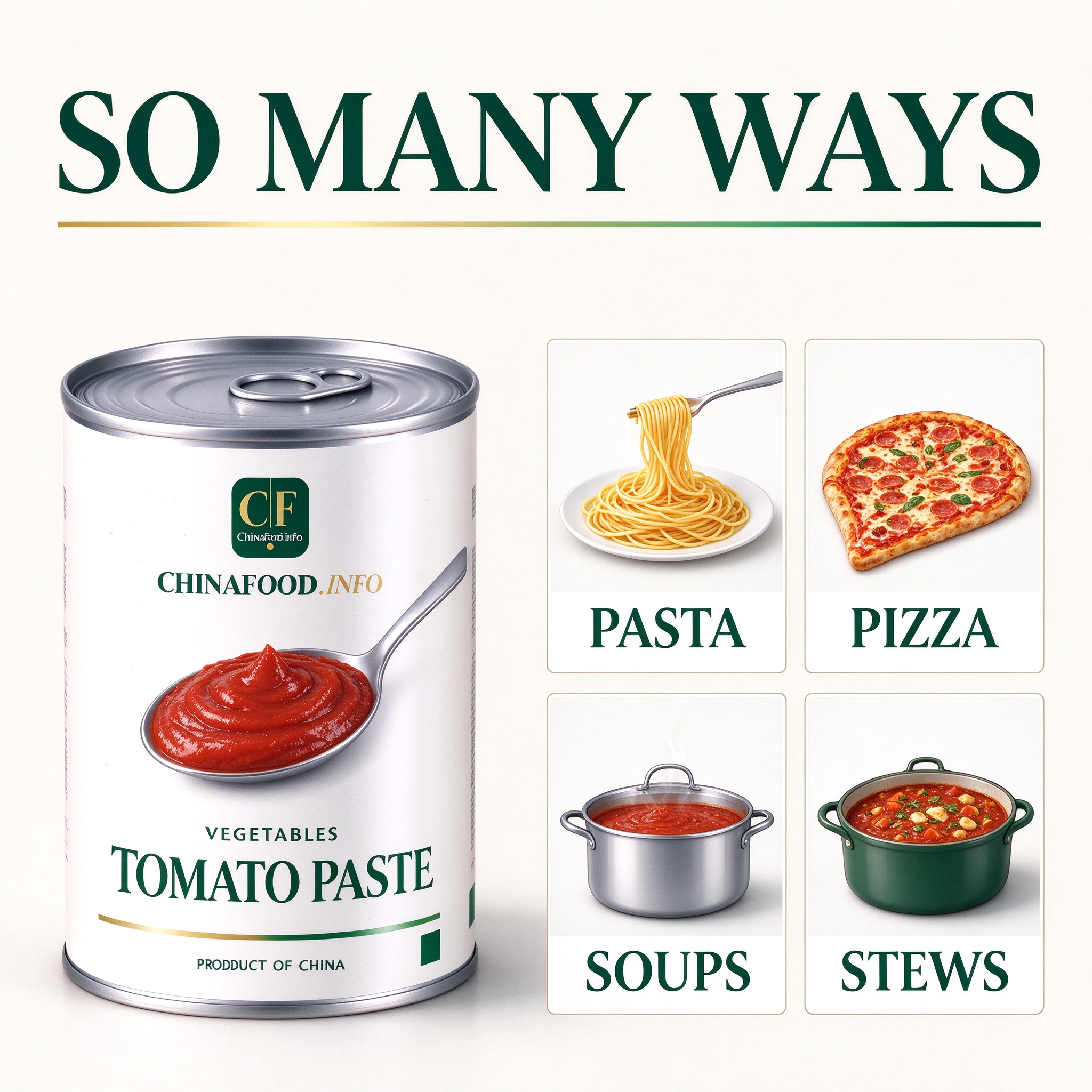 Canned tomato paste with suggested uses