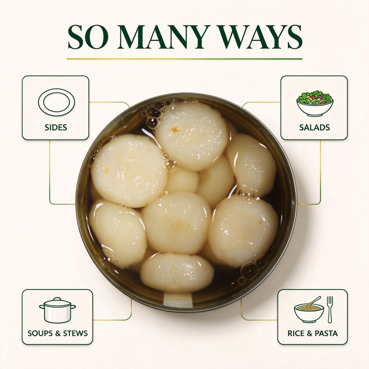 Water chestnuts with suggested uses