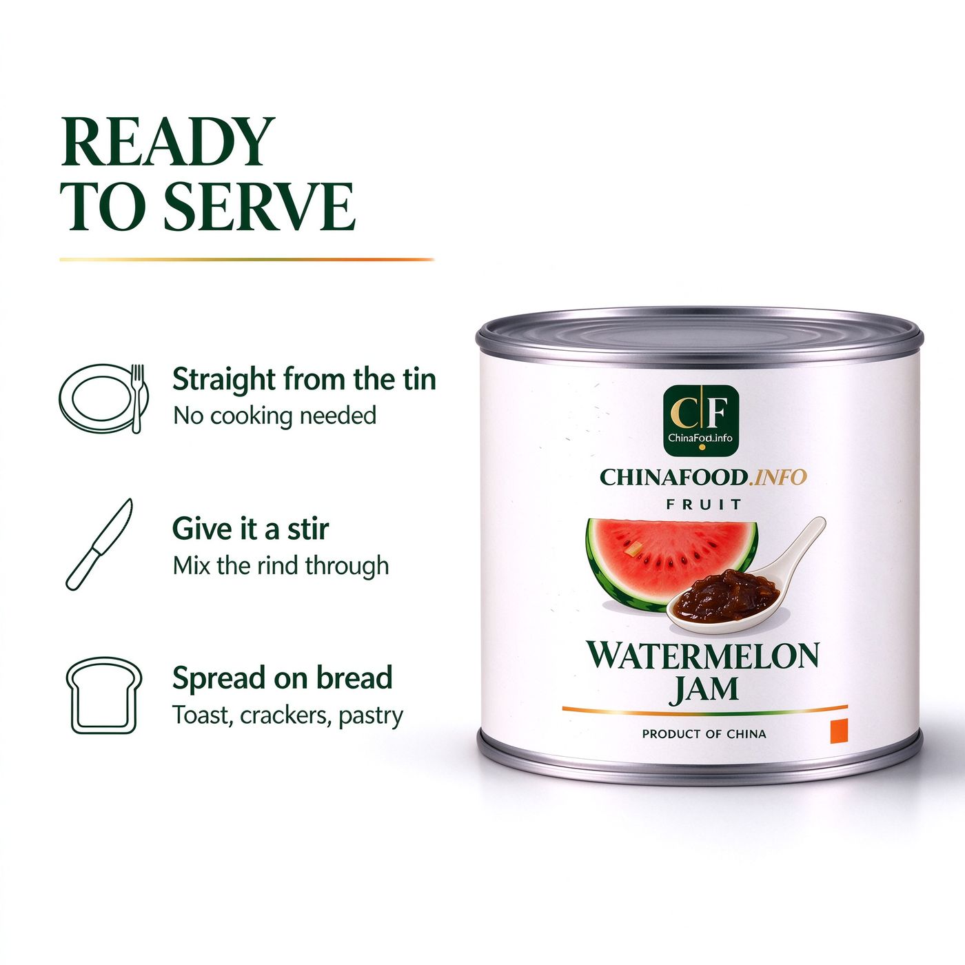 Watermelon jam served from the tin