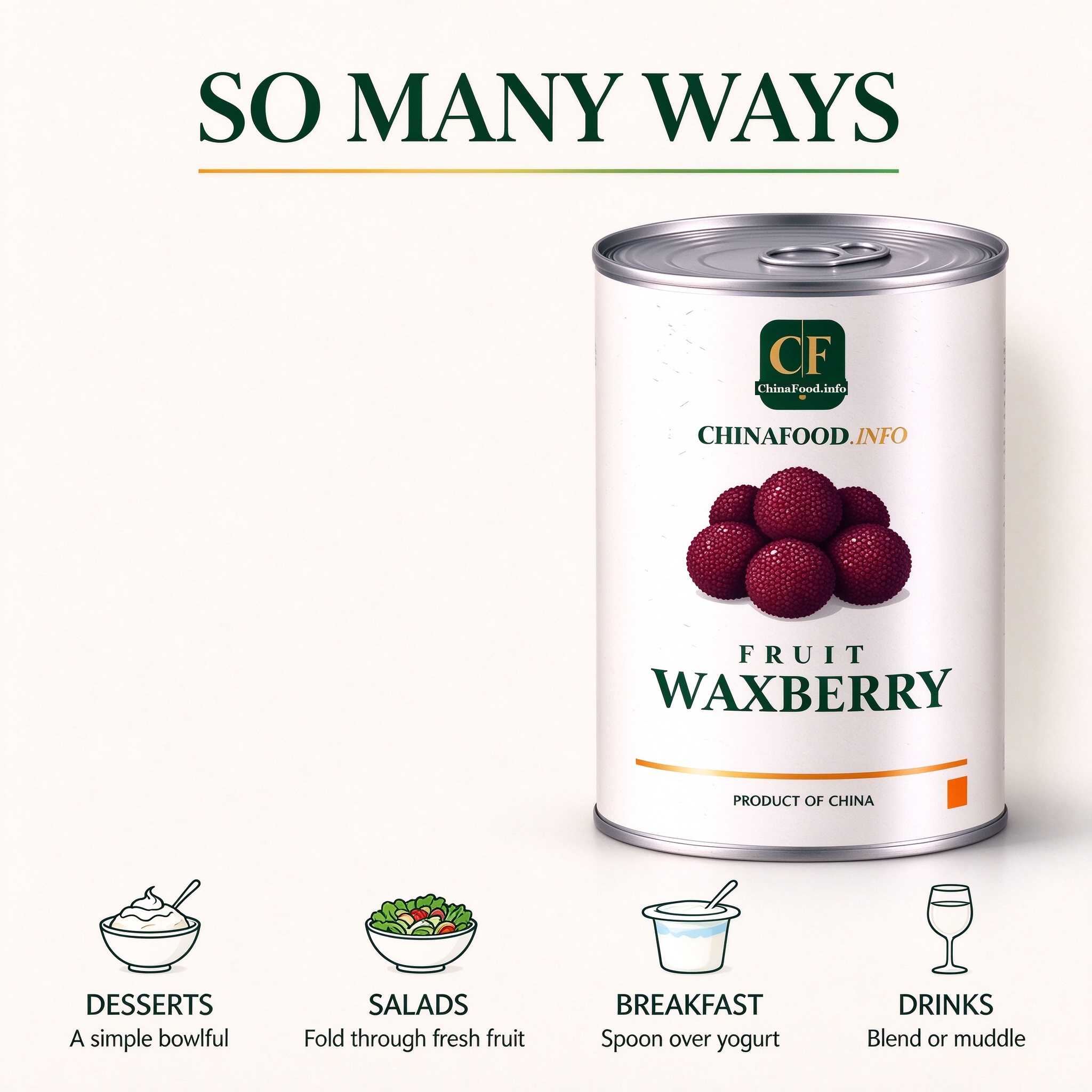 Canned waxberry with suggested uses
