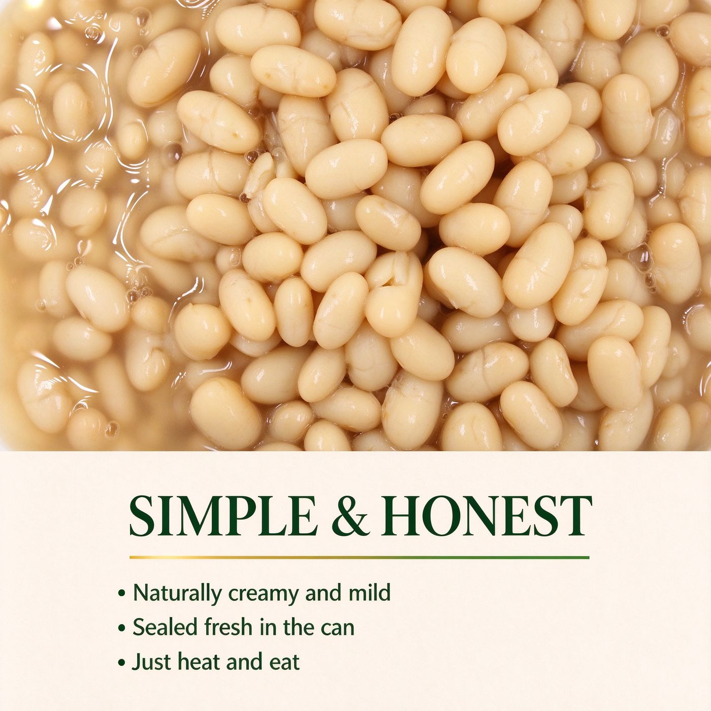 Close-up of white kidney beans in brine