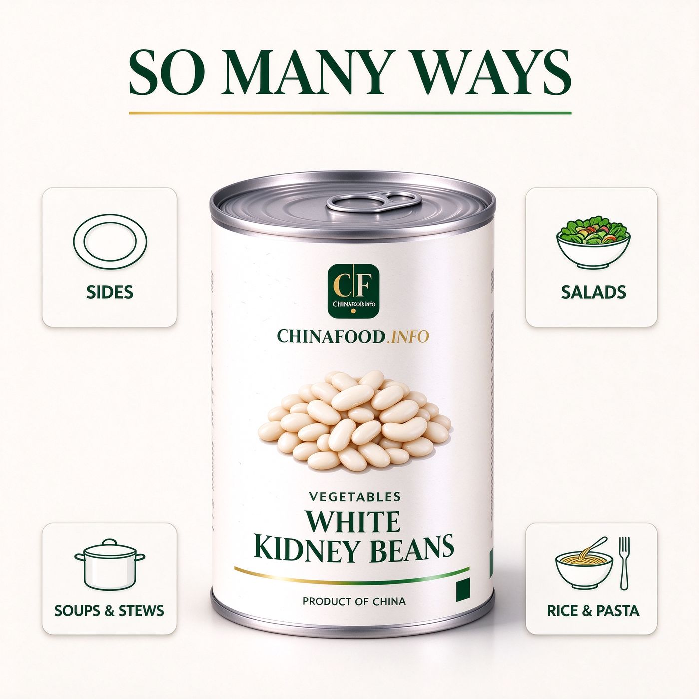White kidney beans with suggested uses