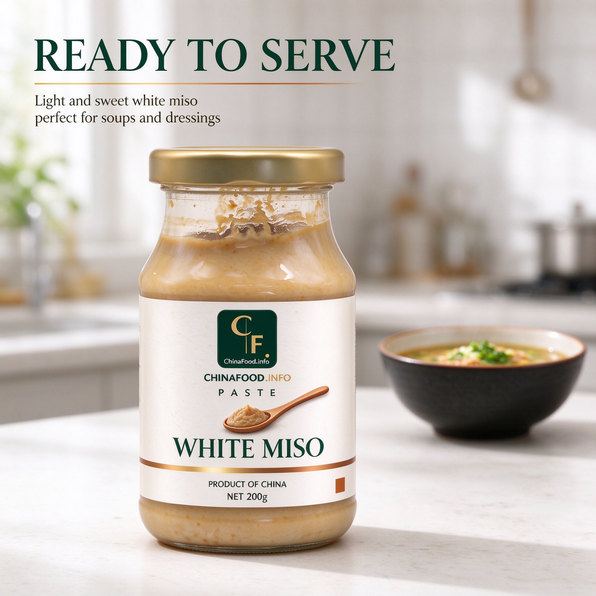 White miso jar ready to serve