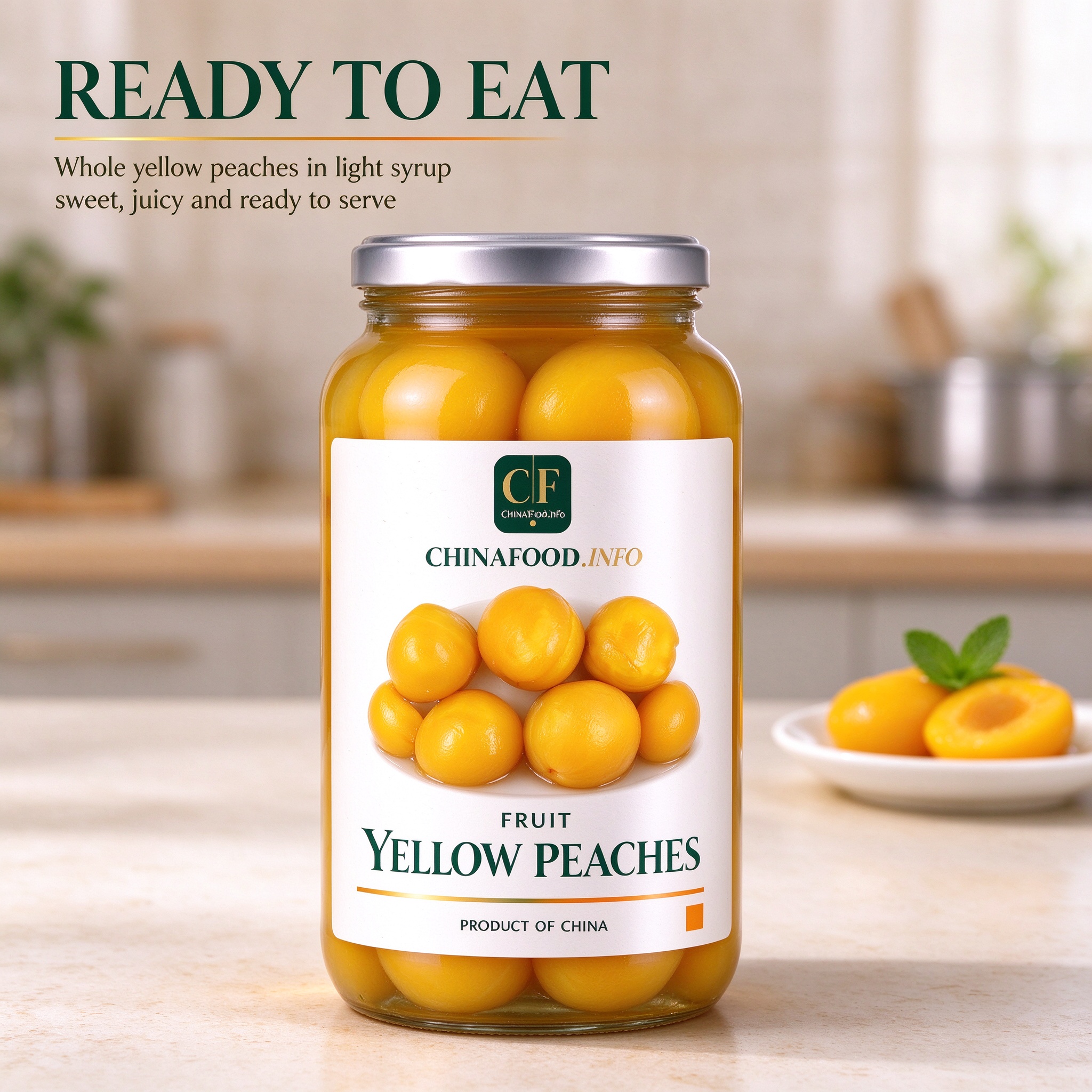 whole yellow peaches served as dessert